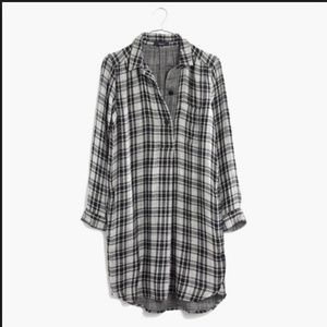 Madewell Black Latitude Shirtdress In Kemp Plaid